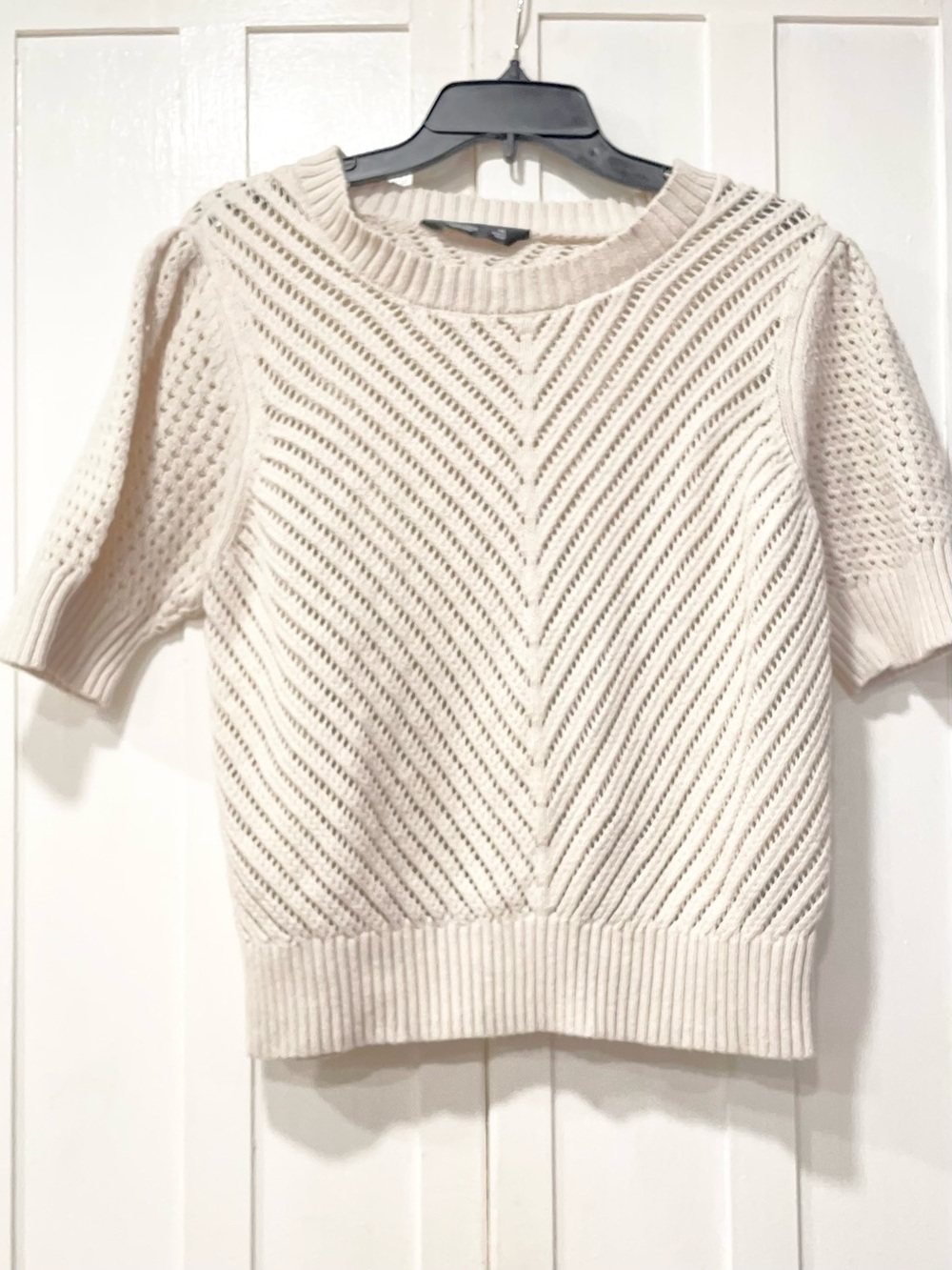 Simply Vera Vera Wang Cream Open Knit Short Sleeve Sweater XL